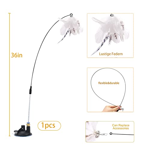 Sunshine smile Juguete interactivo para gatos con plumas, juguete interactivo para gatos, con ventosa, varita mágica, alambre de juguete para gatos