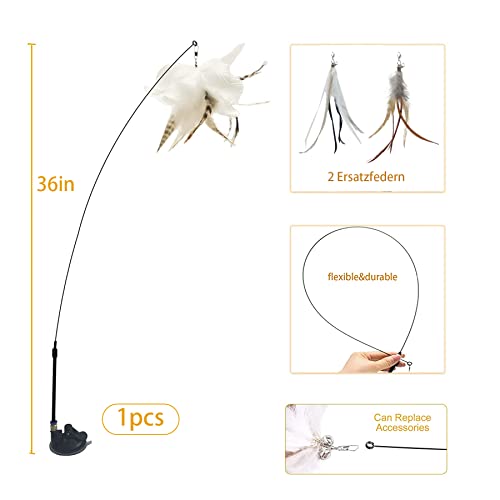 Sunshine smile Juguete interactivo para gatos con plumas, juguete interactivo para gatos, con ventosa, varita mágica, alambre de juguete para gatos