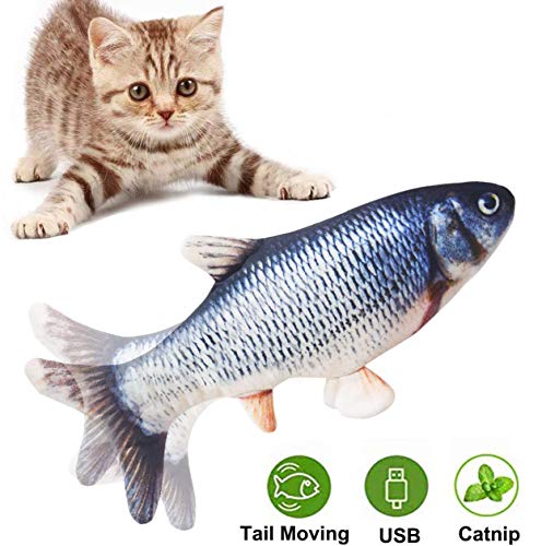 SUOXU Juguete de gato de peces en movimiento juguete eléctrico para gatos y gatos juguete de gato y gato, juguete realista de peluche eléctrico, juguete de simulación interactivo divertido para gatos