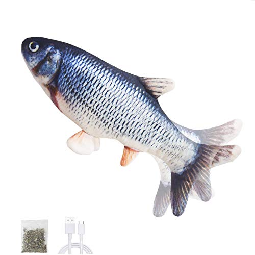 SUOXU Juguete de gato de peces en movimiento juguete eléctrico para gatos y gatos juguete de gato y gato, juguete realista de peluche eléctrico, juguete de simulación interactivo divertido para gatos