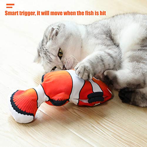 SUOXU Juguete de Gato de Peces en Movimiento, Juguete eléctrico para Peces de Gato, Juguete para Gatos y Gatos, Juguete de Peluche Realista eléctrico para menear Peces de simulación (Payaso)
