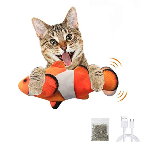 SUOXU Juguete de Gato de Peces en Movimiento, Juguete eléctrico para Peces de Gato, Juguete para Gatos y Gatos, Juguete de Peluche Realista eléctrico para menear Peces de simulación (Payaso)