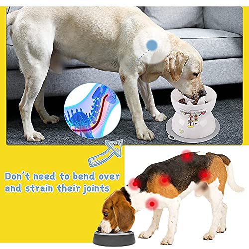 Super Design Ceramica Alimentador Lento para Perros Tazón Elevado, Alimentador para Perros Elevado para Comida y Agua