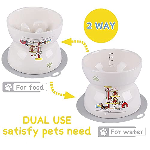 Super Design Ceramica Alimentador Lento para Perros Tazón Elevado, Alimentador para Perros Elevado para Comida y Agua