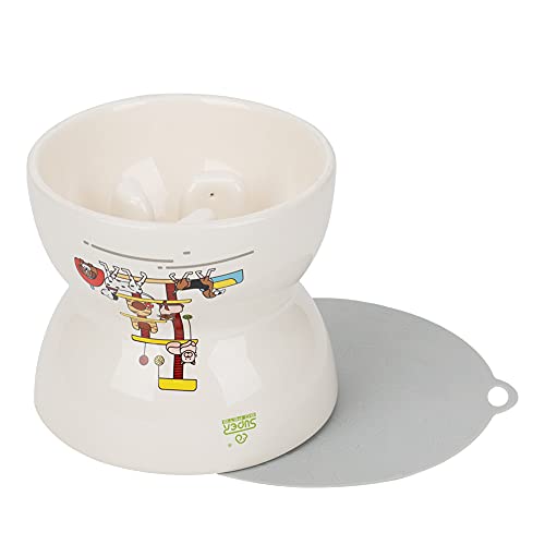 Super Design Ceramica Alimentador Lento para Perros Tazón Elevado, Alimentador para Perros Elevado para Comida y Agua