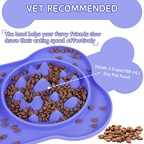 Super Design Cuencos Dobles para Perros, de Acero Inoxidable para Alimentos y Agua, con Bandeja de Silicona Antideslizante antidesbordamiento y Alfombrilla para Cachorros