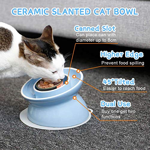 SUPERDESIGN Alimentador Elevado de cerámica Tazón de Gato, alimentador de Gato Elevado para Alimentos y Agua