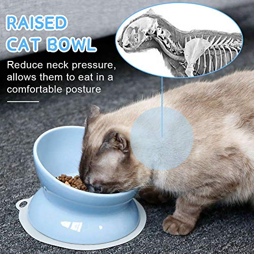 SUPERDESIGN Alimentador Elevado de cerámica Tazón de Gato, alimentador de Gato Elevado para Alimentos y Agua