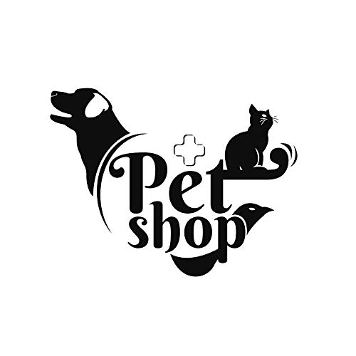SUPWALS Pegatinas de pared Tienda De Mascotas Perro Y Gato Etiqueta De La Pared Del Vector Animal Lover Decal Decoración Para El Hogar Y La Tienda De Mascotas 80X61Cm