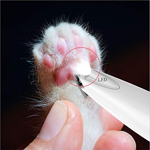 SUQ Afeitadora de Pelo Para Mascotas, Cortadora de Peluquería Gato con Luz LED, USB Recargable, Hoja de Cerámica, Cortapelos Eléctrico De Bajo Ruido, Inalámbrico Para Pata, Cara, Grupa, Oreja