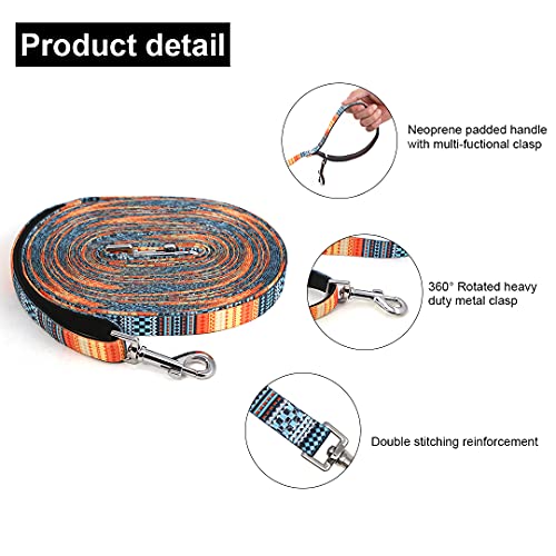 Suredoo Correa de Adiestramiento para Perros, Correa Perro Larga de Doble Extremo con Mango Suave Acolchado para Paseo Camping (6M, Amanecer)
