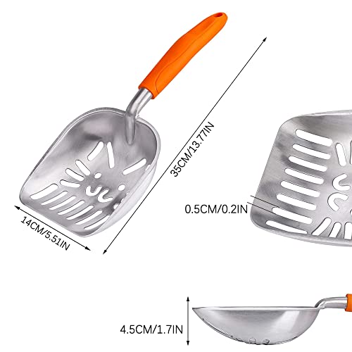 Swetup Pala Arena Gatos, Pala de Basura para Gatos, Metal de Aluminio Pala de Arena para Gatos con el Mango Largo gomoso cómodo Agarre para Limpiar Las Heces de Gatos Perros