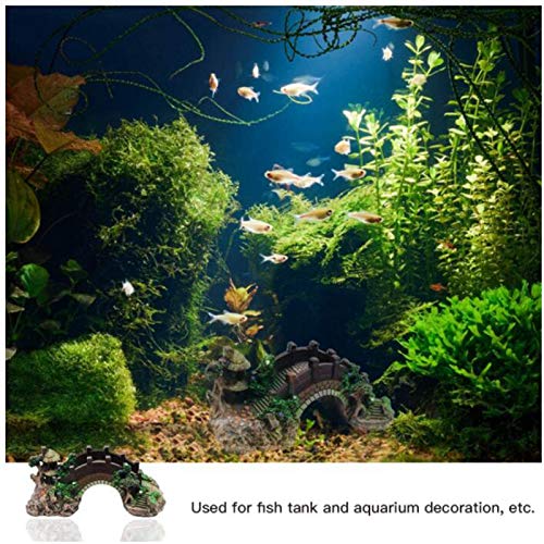 SXRE Adornos para Acuario, 2 Piezas De Puente De Decoración De Paisajismo para Peceras, Accesorios para Equipos De Acuario, Puente De Resina, Plataforma De Escalada, Puente De Arco Retro(Size:Grande)