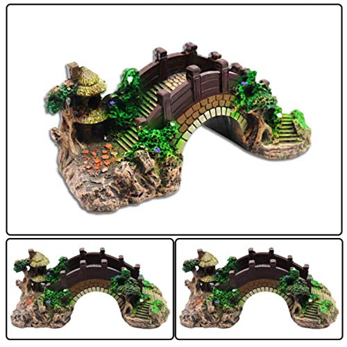 SXRE Adornos para Acuario, 2 Piezas De Puente De Decoración De Paisajismo para Peceras, Accesorios para Equipos De Acuario, Puente De Resina, Plataforma De Escalada, Puente De Arco Retro(Size:Grande)