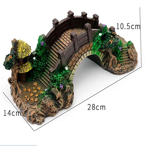 SXRE Adornos para Acuario, 2 Piezas De Puente De Decoración De Paisajismo para Peceras, Accesorios para Equipos De Acuario, Puente De Resina, Plataforma De Escalada, Puente De Arco Retro(Size:Grande)