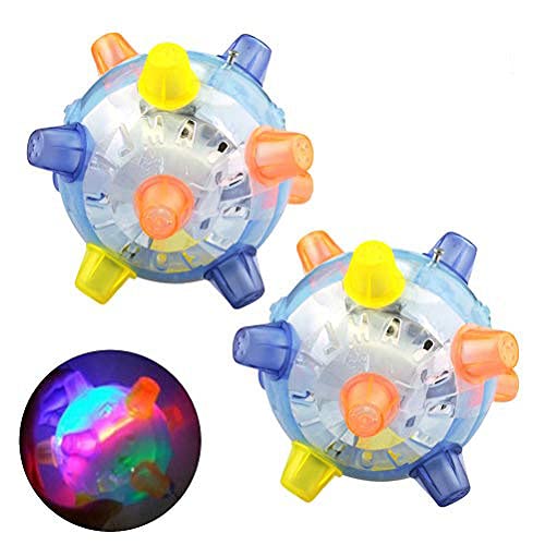 Sysow Pelotas para mascotas, pelota intermitente, pelota para perros y gatos, saltar, pelota de juegos, música saltar, pelota de salto LED, pelota de baile para perros y gatos