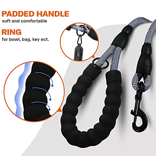 Taglory Correa de Perro, Correa de Fuerte de Perro para Perros Medianos y Grandes con Mango Acolchado Suave y Hilos Reflectantes, 1.2 m x 1.0 cm, Gris