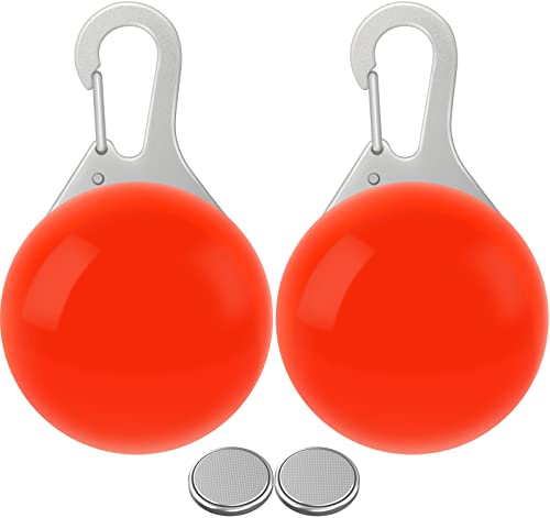 Taglory Luz LED Collares para Perro Clip-on, Luces de Seguridad Coloridas para Perros y Gatos, Collar Luminoso Perro Luz Impermeable, Colgante Perro Luz LED Noche(2 Baterías Adicionales), Rojo