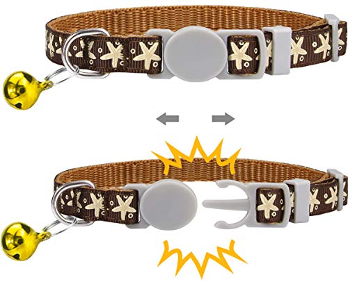 TagME Collar de Gato Personalizado, con Placa de Identificación Personalizable y Hebilla de Liberación Rápida, Collar de Gato Ajustable, Apto para Gatos y Cachorros, Dos Piezas, Marrón