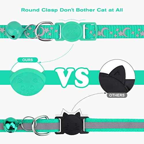 TagME Collar de Gato Personalizado de 2 Piezas, Collares de Gatito Reflectantes con Campanas y Hebilla Segura de liberación rápida, para Cachorro Gato, Turquesa