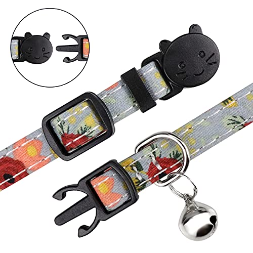 TagME Collar Gato Personalizado con Linda Flor, Ajustable Liberación Rápida Collar para Gato con Etiqueta de Identificación, 1 Pieza