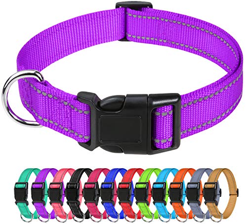TagME Collar Perro Ajustable,Collar Nylon Reflectante,para Caminar Correr Entrenamiento,para Cachorro,Morado,1.0cm De Ancho