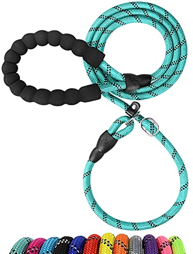 TagME Reflectante Correa Perro Adiestramiento,Correa Retriever,Correa de Entrenamiento,Correa Ajustable Perro Pequeño,Ø8mm x 185cm,Azul Verdoso