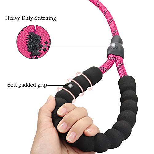 TagME Reflectante Correa Perro Adiestramiento,Correa Retriever,Correa de Entrenamiento,Correa Ajustable Perro Pequeño,Ø8mm x 185cm,Rosa Brillante
