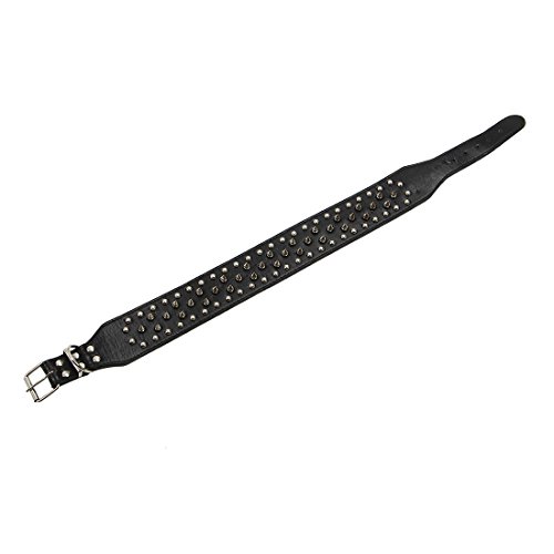 Tamkyo Collar PU de Cuero claveteado Tachonado para Perro 2"de Ancho 31 Espigas 52 esparragos Negro - L