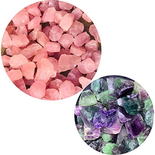 Tangger 400g Fluorita Natural Cristal Fluorita Verde/Piedra de Cristal de Cuarzo Rosa Natural/Amatista Piedra Natural/Fluorita Colorida,3-5cm Piedra Decorativa Pecera Fluorita Natural
