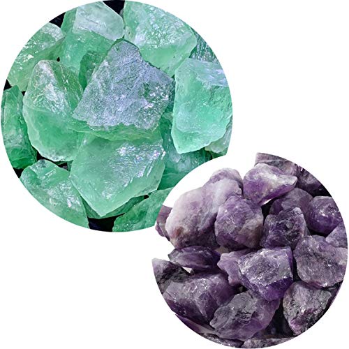 Tangger 400g Fluorita Natural Cristal Fluorita Verde/Piedra de Cristal de Cuarzo Rosa Natural/Amatista Piedra Natural/Fluorita Colorida,3-5cm Piedra Decorativa Pecera Fluorita Natural