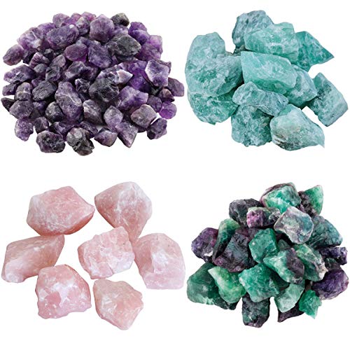 Tangger 400g Fluorita Natural Cristal Fluorita Verde/Piedra de Cristal de Cuarzo Rosa Natural/Amatista Piedra Natural/Fluorita Colorida,3-5cm Piedra Decorativa Pecera Fluorita Natural