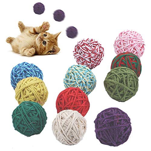 TankMR Bola de lana para gatos y gatitos, juegos divertidos, bola de lana para ejercicio de arañazos, juguete para masticar, el mejor regalo para gatos, color al azar