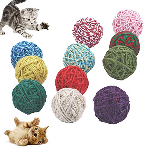 TankMR Bola de lana para gatos y gatitos, juegos divertidos, bola de lana para ejercicio de arañazos, juguete para masticar, el mejor regalo para gatos, color al azar