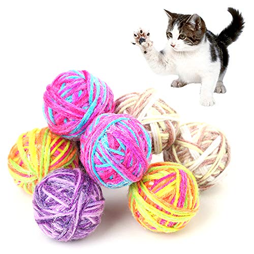 TankMR Bola de lana para gatos y gatitos, juegos divertidos, bola de lana para ejercicio de arañazos, juguete para masticar, el mejor regalo para gatos, color al azar