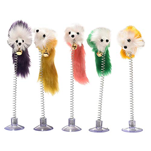 TankMR Spring Funny Pet Cat Gatito Sucker Spring Pluma Ratón Forma de Jugar Juguete Interactivo, Mejor Regalo para Gato - Color al Azar