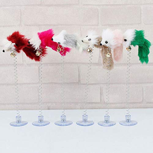 TankMR Spring Funny Pet Cat Gatito Sucker Spring Pluma Ratón Forma de Jugar Juguete Interactivo, Mejor Regalo para Gato - Color al Azar