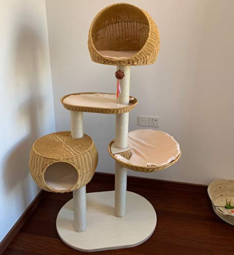 TAO Árboles Para Gatos 63,0 pulgadas de la cuerda hecha a mano de varios niveles del árbol del gato PP Actividad, del árbol del gato de la torre condominio con rascadores, perca, que cuelgan bolas