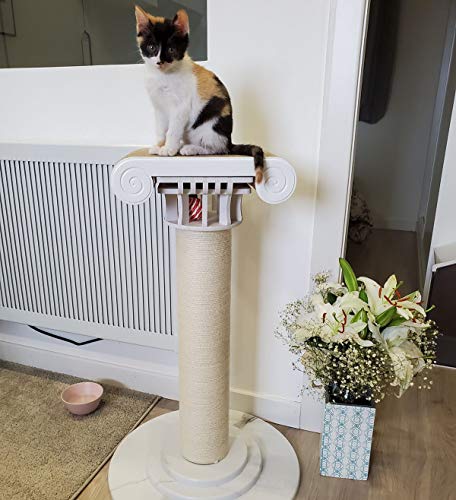 TAO Árboles Para Gatos Nivel 2 gatito del árbol del gato con Rascador sisal, madera gato Rascador Muebles con más Rascar Pads, diseño Columna romana