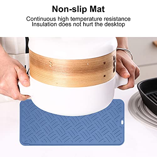 Tapete de Mesa, Tapete único Impermeable con Diseño de Costilla para Tapete Antideslizante para Alimentos para Mascotas para Encimeras de Cocina(Azul marino (45 * 20 cm tamaño pequeño))