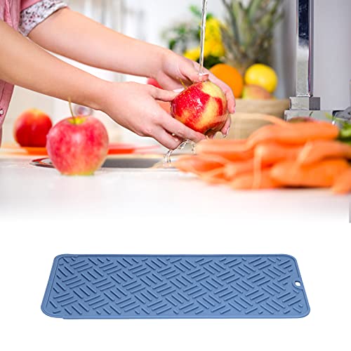 Tapete de Mesa, Tapete único Impermeable con Diseño de Costilla para Tapete Antideslizante para Alimentos para Mascotas para Encimeras de Cocina(Azul marino (45 * 20 cm tamaño pequeño))