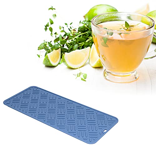 Tapete de Mesa, Tapete único Impermeable con Diseño de Costilla para Tapete Antideslizante para Alimentos para Mascotas para Encimeras de Cocina(Azul marino (45 * 20 cm tamaño pequeño))