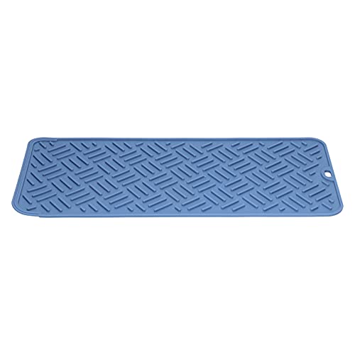 Tapete de Mesa, Tapete único Impermeable con Diseño de Costilla para Tapete Antideslizante para Alimentos para Mascotas para Encimeras de Cocina(Azul marino (45 * 20 cm tamaño pequeño))