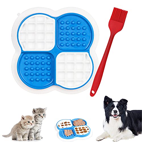 Tazón de Alimentación Lenta para Mascotas, Comedero lento para mascotas, almohadilla para lamer perros, cuenco para perros, divertida almohadilla interactiva para alimentador lento para mascotas(azul)