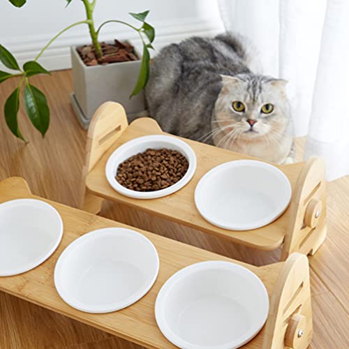 Tazón de Cerámica para Mascotas con Soporte: Cuencos Elevados para Gatos Elevados Alimentadores de Alimentos de Porcelana de Gato Inclinado para Perros Pequeños Gatitos de