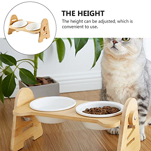 Tazón de Cerámica para Mascotas con Soporte: Cuencos Elevados para Gatos Elevados Alimentadores de Alimentos de Porcelana de Gato Inclinado para Perros Pequeños Gatitos de