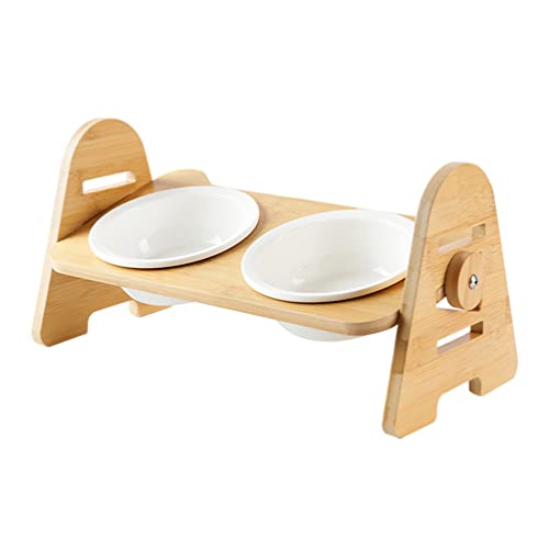Tazón de Cerámica para Mascotas con Soporte: Cuencos Elevados para Gatos Elevados Alimentadores de Alimentos de Porcelana de Gato Inclinado para Perros Pequeños Gatitos de