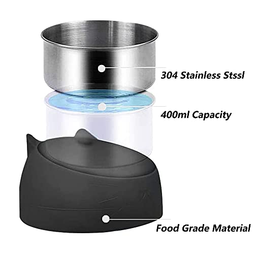 Tazón para Mascotas, Comederos Perros Gatos, Comederos Perros, Comederos Gatos, Cuenco Inclinado para Mascotas, Gatos Comida Inoxidable Cuencos, para Gatos y Perros Pequeños(400ml)