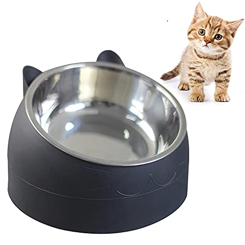 Tazón para Mascotas, Comederos Perros Gatos, Comederos Perros, Comederos Gatos, Cuenco Inclinado para Mascotas, Gatos Comida Inoxidable Cuencos, para Gatos y Perros Pequeños(400ml)