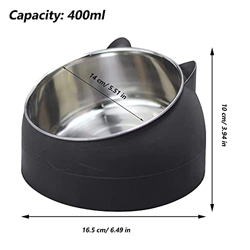 Tazón para Mascotas, Comederos Perros Gatos, Comederos Perros, Comederos Gatos, Cuenco Inclinado para Mascotas, Gatos Comida Inoxidable Cuencos, para Gatos y Perros Pequeños(400ml)